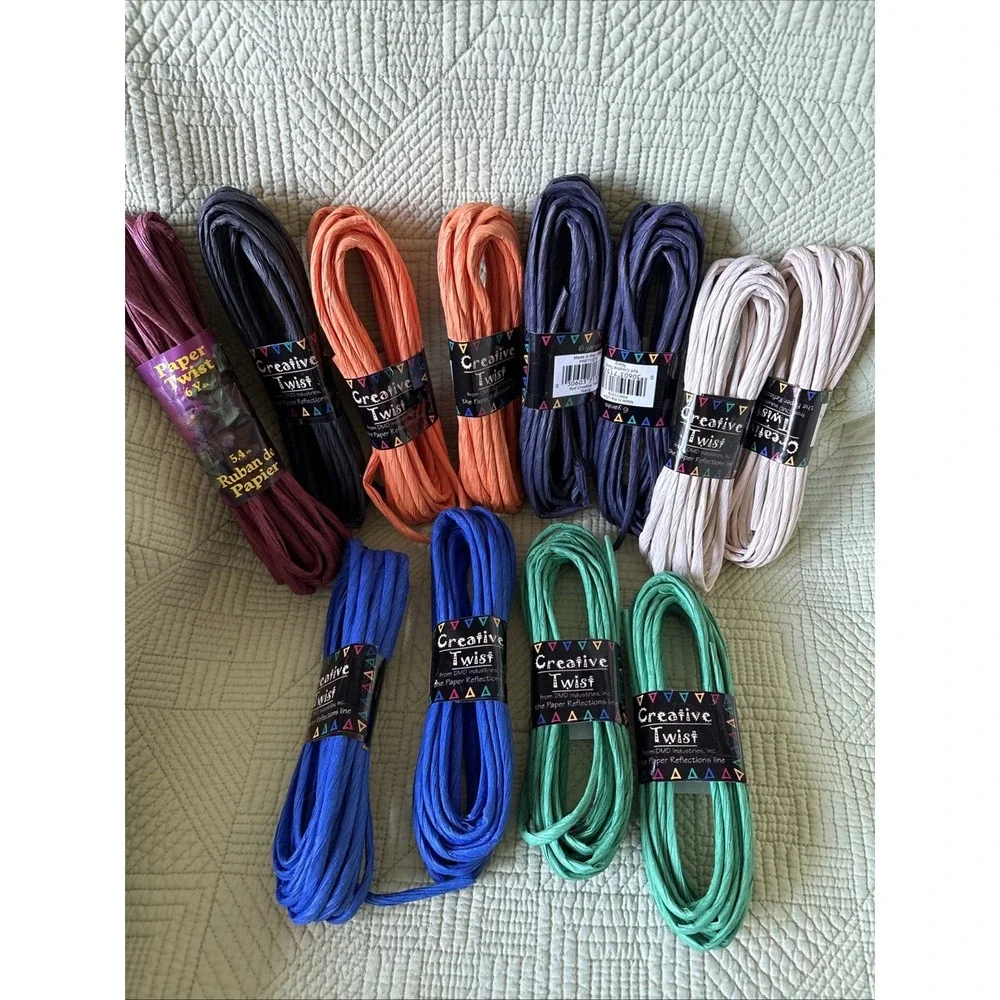 Vintage Creative Twist Paper Ribbon Lot of 12 Various Colors 6 Yards Each Crafts